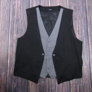 Coofandy Vest Mens XL Black Quilted Lined Pockets Belted Button Closure